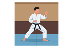 Karate martial arts practitioner in gi and black belt perfor Product Image 1
