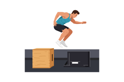 Male Athlete Performing Box Jump Exercise for Fitness Traini Product Image 1