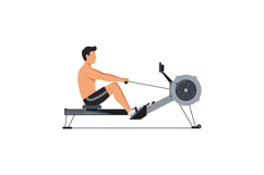 Man Exercising on Rowing Machine Indoor Fitness Workout Vect Product Image 1