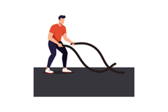 Man Exercising with Battle Ropes in Fitness Training Vector Product Image 1