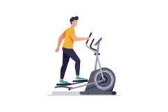 Man Exercising on Elliptical Trainer in Fitness Workout Rout Product Image 1