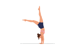Woman Performing Handstand Yoga Pose in Workout Clothes Vect Product Image 1