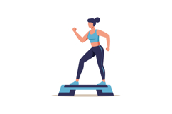Woman exercising on blue step platform wearing activewear an Product Image 1