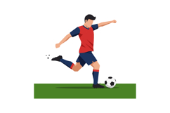 Soccer Player Kicking Ball on Green Field Vector Illustratio Product Image 1