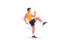 Man Exercising Fitness Workout Stretching Routine in Yellow Product Image 1