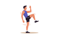 Man Exercising in Blue Tank Top and Black Shorts Performing Product Image 1