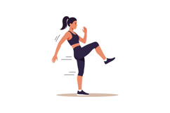 Woman exercising with high knee workout in black sportswear Product Image 1