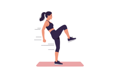 Woman Exercising High Knee Workout on Mat in Fitness Routine Product Image 1