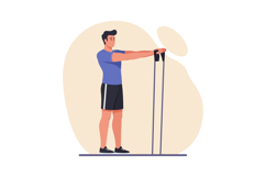 Man exercising with resistance bands in fitness workout trai Product Image 1