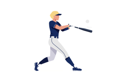 Baseball player hitting ball in navy blue uniform and beige Product Image 1
