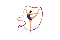 Rhythmic gymnast performing with colorful ribbon in elegant Product Image 1