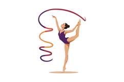 Rhythmic gymnast performing with ribbon in purple leotard ve Product Image 1