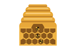 Honeycomb with Bees and Hexagonal Cells in Yellow and Brown Product Image 1