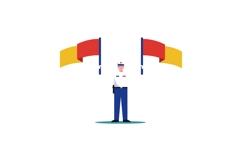 Semaphore Signal Operator with Red and Yellow Flags Vector I Product Image 1