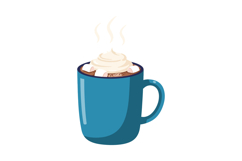 Hot chocolate drink with whipped cream and marshmallows in b Product Image 1