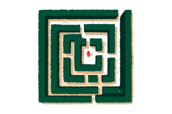 Maze garden with person in red navigating paths top view ill Product Image 1