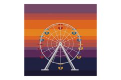 Ferris wheel amusement park ride with colorful cabins sunset Product Image 1