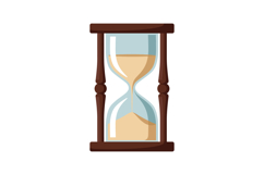 Hourglass timer with wooden frame and sand flowing illustrat Product Image 1
