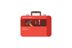 Red toolbox with hammer screwdriver and tools vector illustr Product Image 1