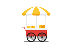 Mobile fresh juice cart with yellow and white umbrella vecto Product Image 1