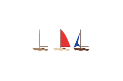 Three small sailboats with red and blue sails vector illustr Product Image 1