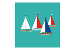 Sailboats with colorful sails on turquoise water vector illu Product Image 1