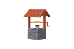 Stone Water Well with Wooden Roof and Metal Bucket Vector Il Product Image 1