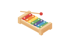 Colorful wooden xylophone musical instrument with mallet ill Product Image 1