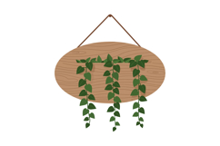 Hanging wooden sign with green ivy leaves decoration vector Product Image 1