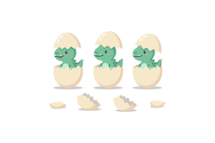 Cute green baby dinosaur hatching from eggs vector illustrat Product Image 1
