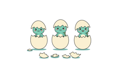 Cute baby dinosaur hatching from eggs in three stages vector Product Image 1