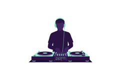 DJ playing music with turntables and headphones vector illus Product Image 1