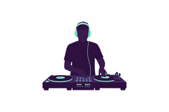 DJ mixing music with headphones and turntables vector illust Product Image 1
