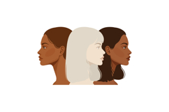 Diverse female faces profile illustration showing different Product Image 1