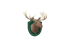 Moose head emblem with antlers on green shield vector illust Product Image 1
