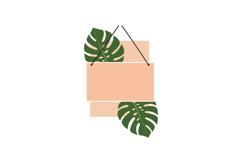 Tropical monstera leaves with hanging blank rectangular sign Product Image 1