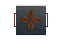Coffee Beans on Black Square Tray with Handles Vector Illust Product Image 1