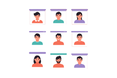 Diverse group of people in video call windows remote communi Product Image 1