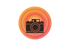 Vintage camera icon with orange circular background vector i Product Image 1