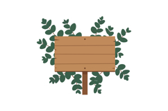 Wooden signboard with green leafy branches natural rustic de Product Image 1