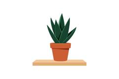 Potted green succulent plant on wooden shelf simple flat vec Product Image 1