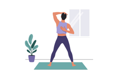 Woman practicing yoga indoors with plant and window in minim Product Image 1