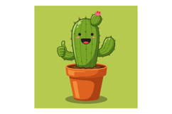 Happy smiling cactus plant in terra cotta pot with thumbs up Product Image 1