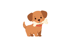 Cute brown puppy holding bone in mouth cartoon vector illust Product Image 1