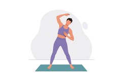 Woman Performing Side Stretch Exercise in Purple Activewear Product Image 1