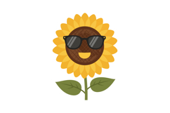 Sunflower with sunglasses happy face cartoon vector illustra Product Image 1