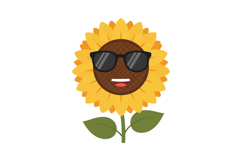 Sunflower with smiling face wearing sunglasses cheerful summ Product Image 1