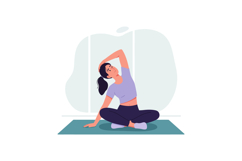 Woman practicing seated yoga stretch in casual workout cloth Product Image 1