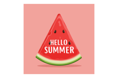 Watermelon Slice with Hello Summer Text Vector Illustration Product Image 1