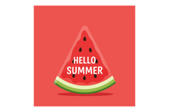 Watermelon Slice with Hello Summer Text Seasonal Fruit Illus Product Image 1